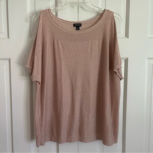 TORRID Pale Pink Shimmer Pointelle Cold Shoulder Dolman Top